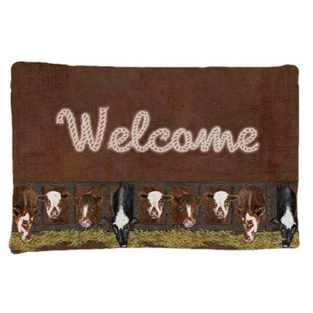 Carolines Treasures Carolines Treasures SB3058PILLOWCASE Welcome Mat With Cows Moisture Wicking Fabric Standard Pillowcase SB3058PILLOWCASE